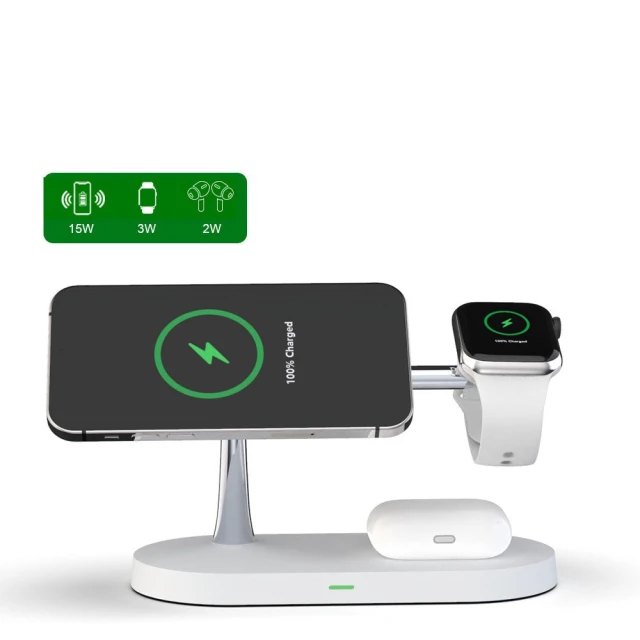 Бездротовий зарядний пристрій Tech-Protect A12 3-in-1 15W White with MagSafe (6216990211850)