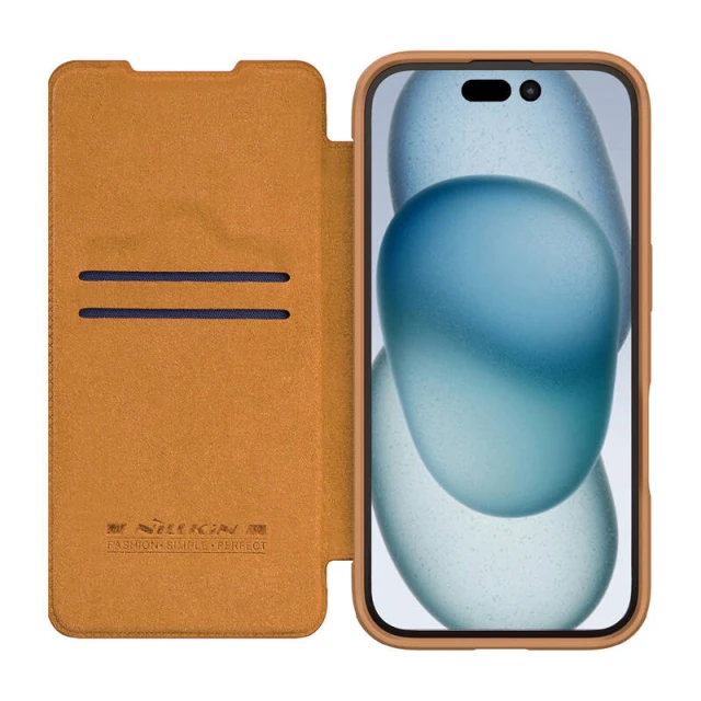 Чохол Nillkin Qin Prop Leather для iPhone 16 Brown (6902048281943)