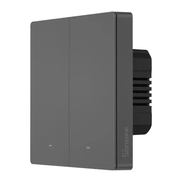 Розумний 2-канальний Wi-Fi настінний вимикач Sonoff M5-2C-86 Black (M5-2C-86M)