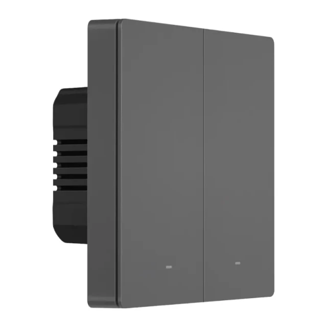 Розумний 2-канальний Wi-Fi настінний вимикач Sonoff M5-2C-86 Black (M5-2C-86M)