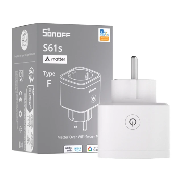 Розумна розетка зовнішня SONOFF S61s Matter WiFi (S61STPF)