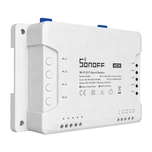 Реле Sonoff 4CHR3 Wi-Fi 4-канальне White (M0802010003)