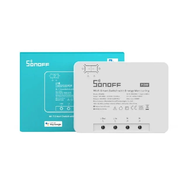 Розумний перемикач Wi-Fi Sonoff POWR3 з функцією вимірювання струму (POWR3)