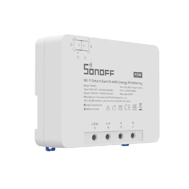 Розумний перемикач Wi-Fi Sonoff POWR3 з функцією вимірювання струму (POWR3)