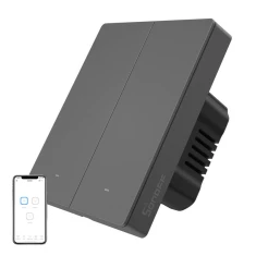 Розумний 2-канальний Wi-Fi настінний вимикач Sonoff M5-2C-80 Black (6920075777079)