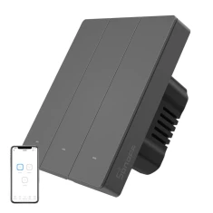Розумний 3-канальний Wi-Fi настінний вимикач Sonoff M5-3C-80 Black (6920075777086)