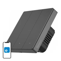 Розумний 3-канальний Wi-Fi настінний вимикач Sonoff M5-3C-86 Black (6920075777116)