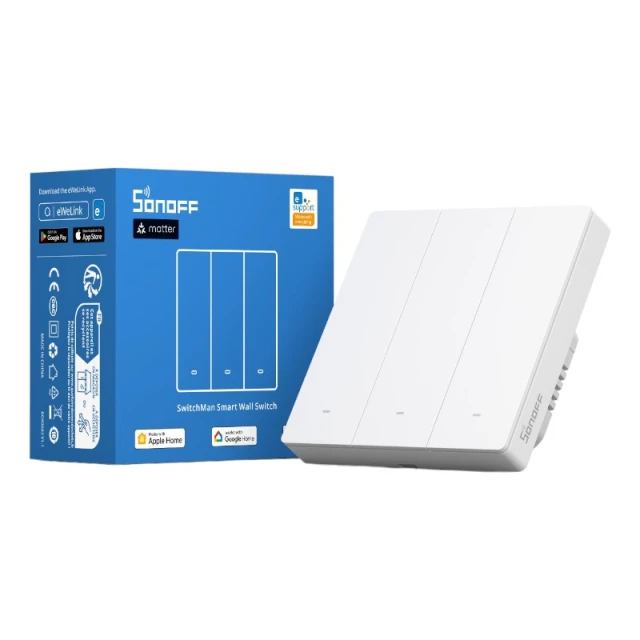 Інтелектуальний настінний перемикач Sonoff M5-3C-86W Matter 3-канальний (M5-3C-86W)
