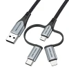 Кабель Vention USB-A 3в1 Micro-B USB-C Lightning 1 м Gray (6922794752856)
