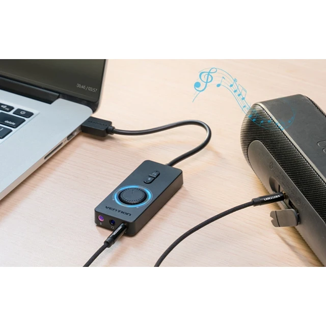 Зовнішня звукова карта з регулюванням гучності Vention 1 м USB 2.0 (6922794754676)