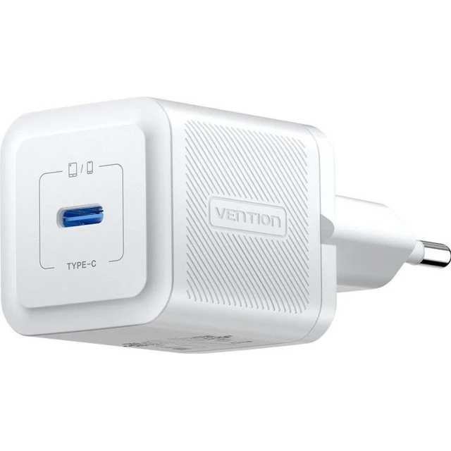 Мережевий зарядний пристрій Vention USB-C 20 Вт GaN White (6922794782105)