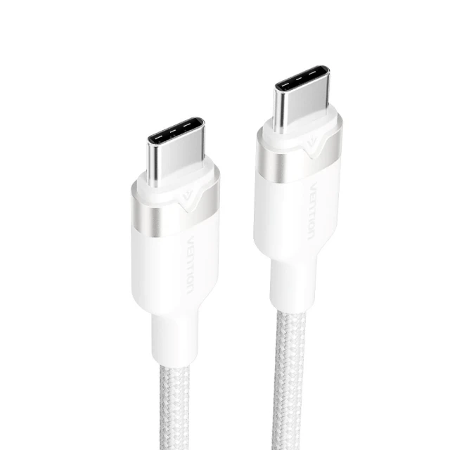 Кабель Vention USB-C to USB-C в оплетке 3A 480Mbps 60W PD 2 м White (6922794783430)