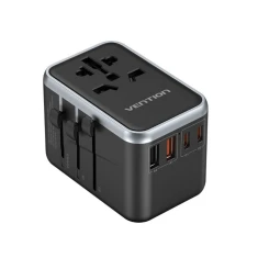 Універсальний мережевий адаптер Vention 65 Вт GaN 2x USB-A 2x USB-C Black (6922794784345)