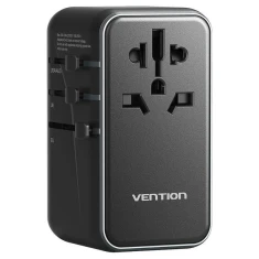 Універсальний мережевий адаптер Vention 100 Вт GaN 1x USB-A 3x USB-C Black (6922794784710)
