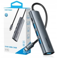 Hub Vention 5в1 USB-C 3.0 0.15 м (6922794788565)