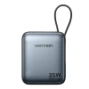 Портативний зарядний пристрій Vention 10000 mAh 35 Вт PD з вбудованим кабелем USB-C Gray (6922794789180)