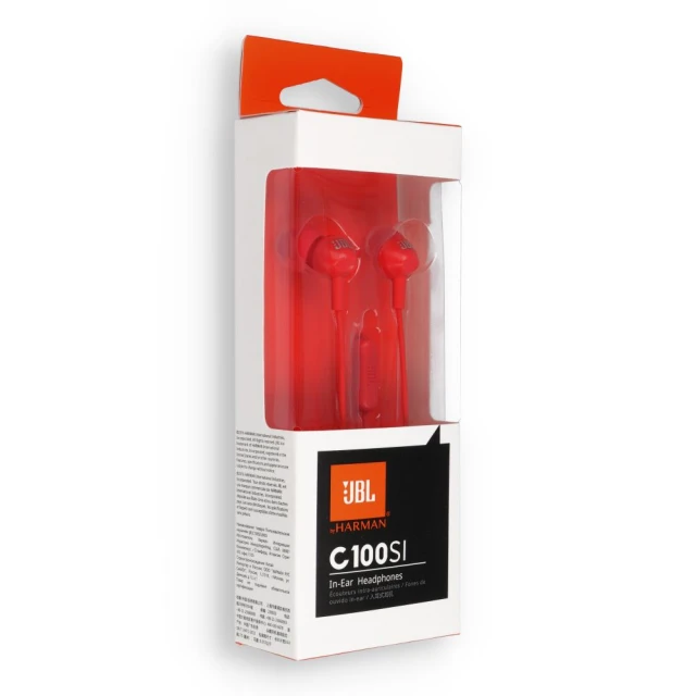 Дротові навушники JBL C100Si Jack 3.5mm Red (6925281915444)