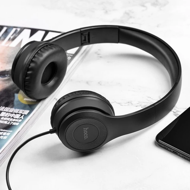 Наушники Hoco W21 проводные накладные Jack 3.5 mm Black (6931474708281)