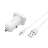 Автомобільний зарядний пристрій Borofone USB QC3.0 з кабелем micro USB White (BFO-BZ12A-M-W)