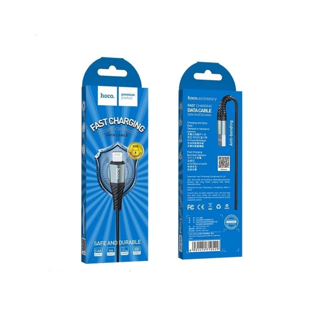 Кабель Hoco X38 USB-A to Lightning 2.4A 1m Black (6931474710529)