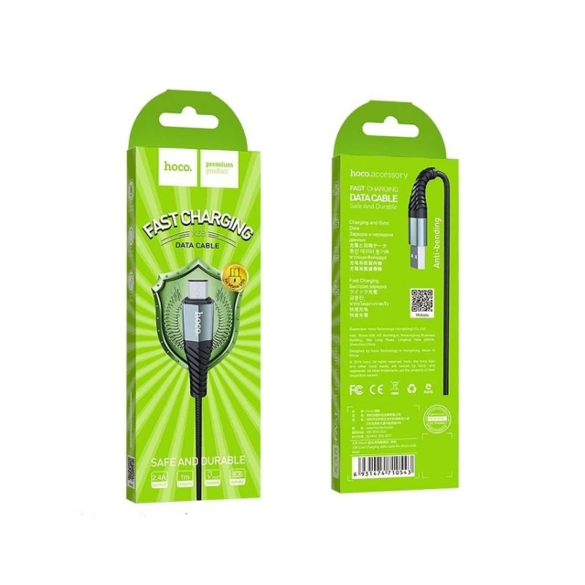 Кабель Hoco X38 USB-A to Micro USB 2.4A 1m Black (6931474710543)