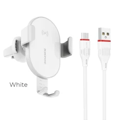 Автотримач Borofone BQ5 з бездротовою зарядкою Qi 10W White (BFO-BQ5-W)