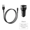 Автомобільний зарядний пристрій Borofone 2x USB з кабелем Lightning Black (BFO-BZ13-L-B)