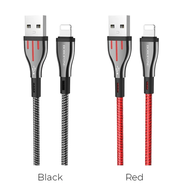 Кабель Borofone Highway USB to Lightning 1.2m Black/Red (BFO-BU23-L-BR)