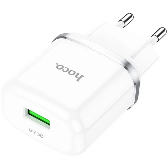 Мережевий зарядний пристрій Hoco N3 USB A QC3.0 3A 18W White (6931474729354)