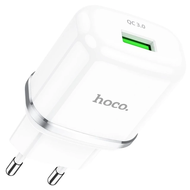 Мережевий зарядний пристрій Hoco N3 USB A QC3.0 3A 18W White (6931474729354)