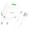 Мережевий зарядний пристрій Hoco N3 USB A QC3.0 3A 18W + кабель USB A to Micro USB White (6931474729378)