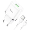 Мережевий зарядний пристрій Hoco N3 USB A QC3.0 3A 18W + кабель USB A to Micro USB White (6931474729378)