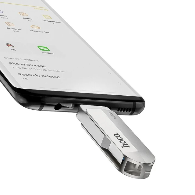 USB-флешка Hoco UD10 128GB USB 3.0 (USB A + USB C) Silver (6931474738677)