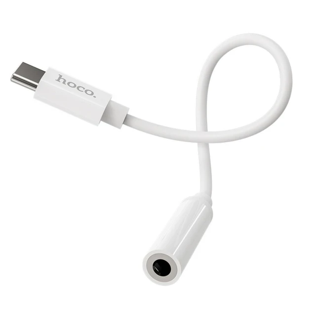Адаптер Hoco LS30 AUX USB C to Jack 3.5mm White (6931474739346)