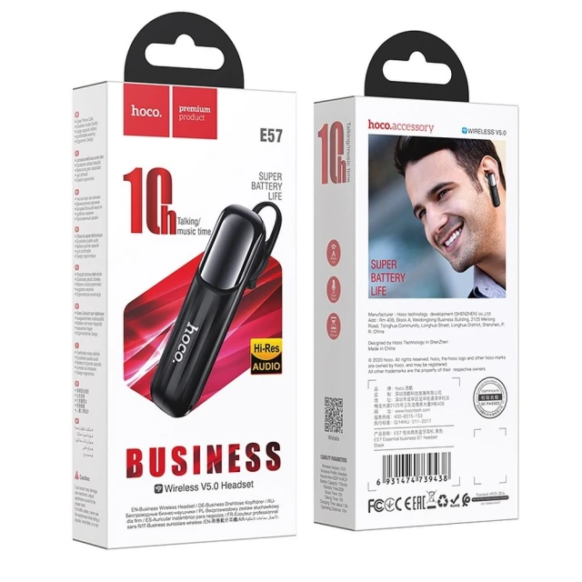 Bluetooth гарнітура Hoco E57 Black (6931474739438)
