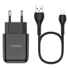 Сетевое зарядное устройство Hoco N2 USB A 2A 10W + кабель USB A to Lightning Black (6931474746115)