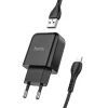 Сетевое зарядное устройство Hoco N2 USB A 2A 10W + кабель USB A to Lightning Black (6931474746115)