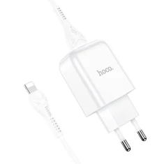 Мережевий зарядний пристрій Hoco N2 USB A 2A 10W + кабель USB A to Lightning White (6931474746122)