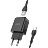 Сетевое зарядное устройство Hoco N2 USB A 2A 10W + кабель USB A to USB C Black (6931474746153)