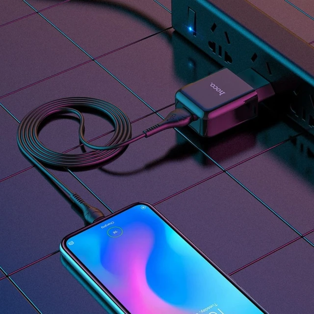 Сетевое зарядное устройство Hoco N2 USB A 2A 10W + кабель USB A to USB C Black (6931474746153)