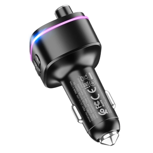 Трансмиттер автомобильный Hoco E62 Bluetooth 2 x USB A + USB C QC3.0 PD 20W Black (6931474756299)