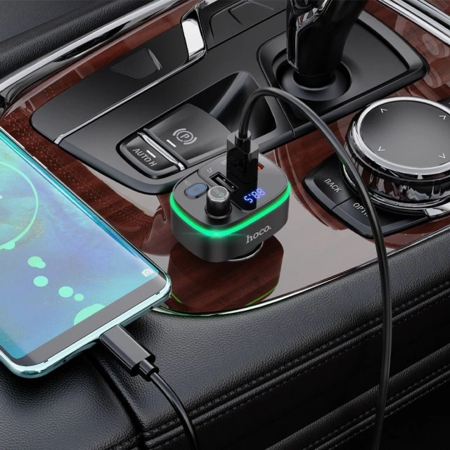 Трансмиттер автомобильный Hoco E62 Bluetooth 2 x USB A + USB C QC3.0 PD 20W Black (6931474756299)