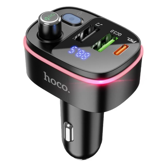 Трансмиттер автомобильный Hoco E62 Bluetooth 2 x USB A + USB C QC3.0 PD 20W Black (6931474756299)