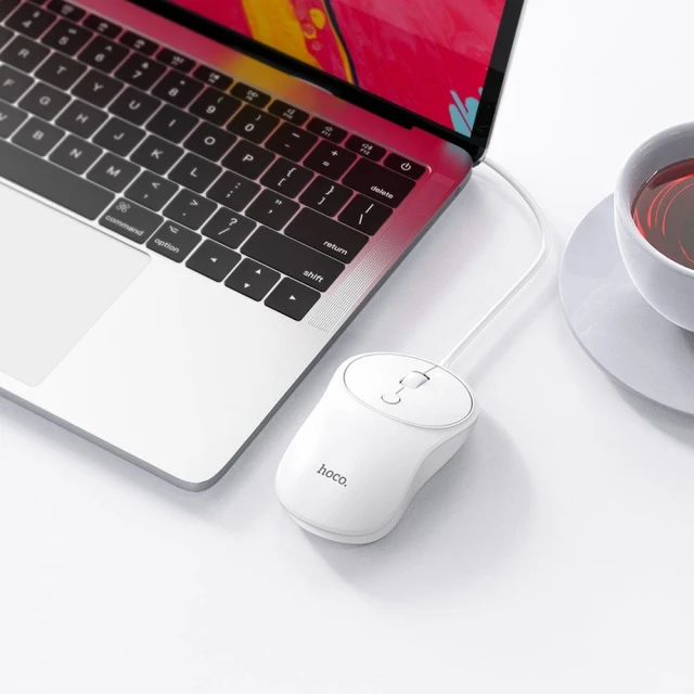 Мышь проводная Hoco USB A 1600 dpi GM13 White (6931474757852)
