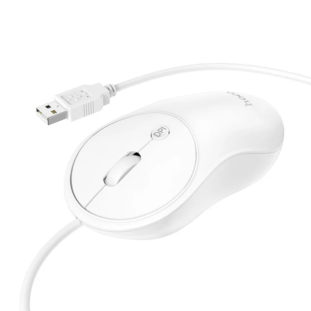 Мышь проводная Hoco USB A 1600 dpi GM13 White (6931474757852)