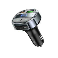 Автозарядка Hoco E70 USB-A + USB-C PD QC3.0 5A 30W з дисплеєм + FM-трансмітер BT Black (6931474765246)
