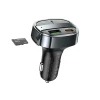 Автозарядка Hoco E70 USB-A + USB-C PD QC3.0 5A 30W з дисплеєм + FM-трансмітер BT Black (6931474765246)