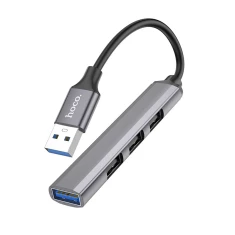 Адаптер HUB 4в1 USB 3.0 + USB 2.0 x3 Hoco HB26 Grey (6931474765468)