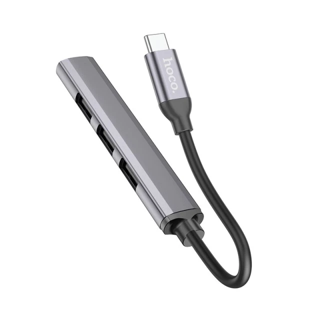 Адаптер HUB 4в1 USB-C Hoco HB26 Grey (6931474765482)