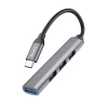 Адаптер HUB 4в1 USB-C Hoco HB26 Grey (6931474765482)